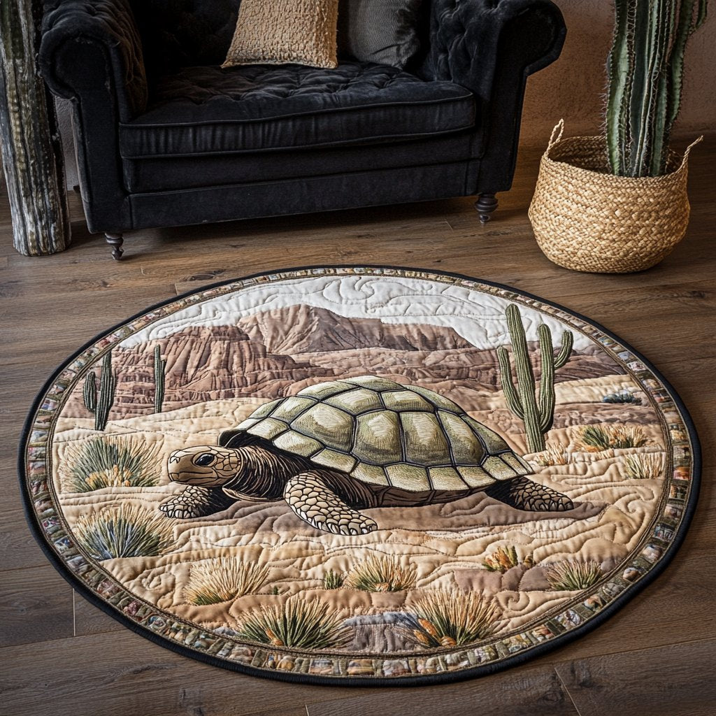 Tortoise Walk Round Mat Rug - washable non-slip printed rug