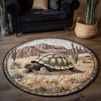 Tortoise Walk Round Mat Rug - washable non-slip printed rug