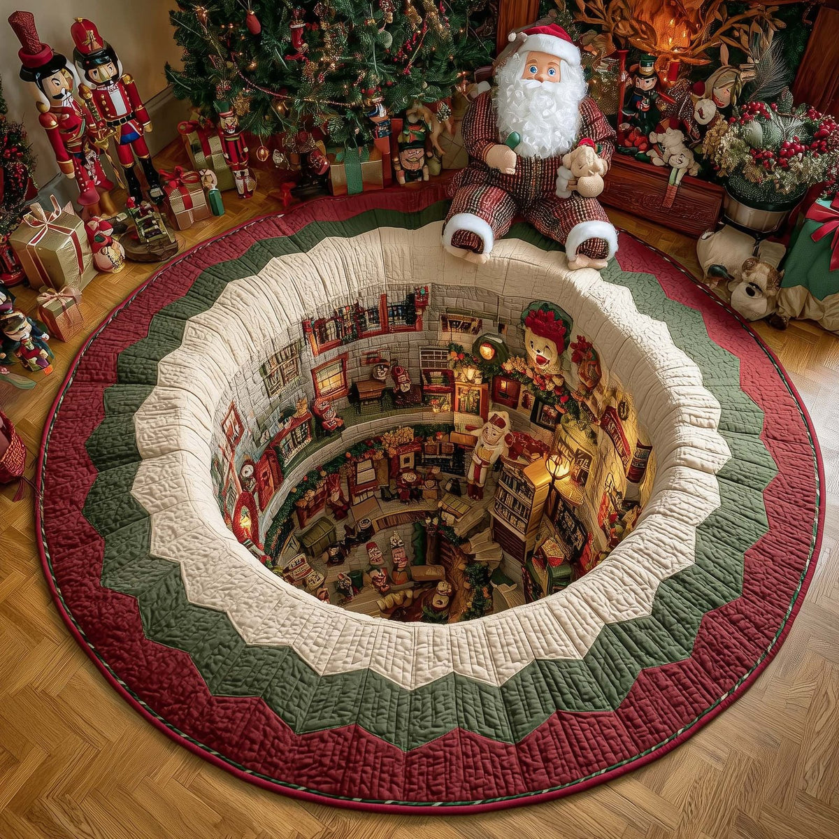 Toyland Spiral Hole Round Mat Rug - washable non-slip printed rug