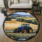 Tractor Pathway Round Mat Rug - washable non-slip printed rug