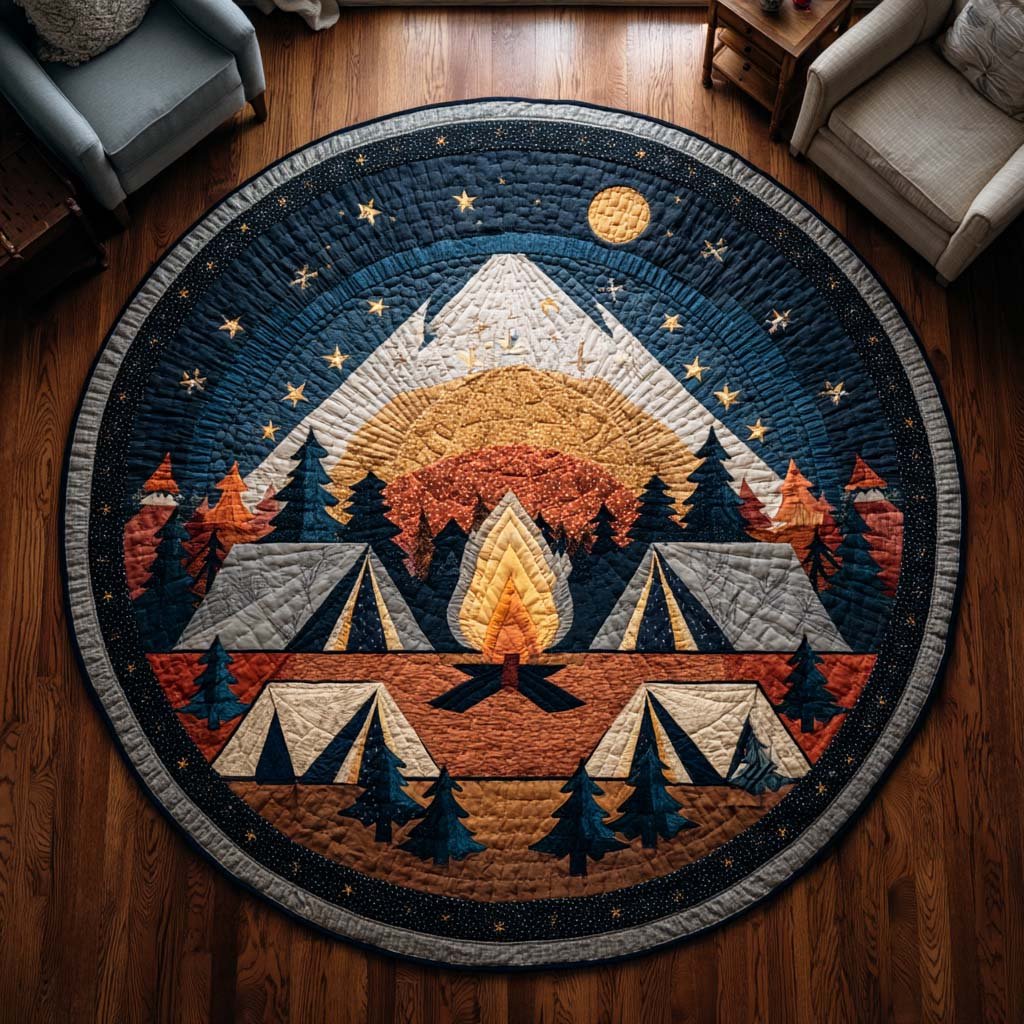 Trail Haven Round Mat Rug - washable non-slip printed rug