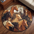 Trail Horse Round Mat Rug - washable non-slip printed rug