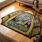 Trail Shelter Custom Shape Area Rug - Nature Design | Die-Cut Non-Slip Rug - washable non-slip printed rug