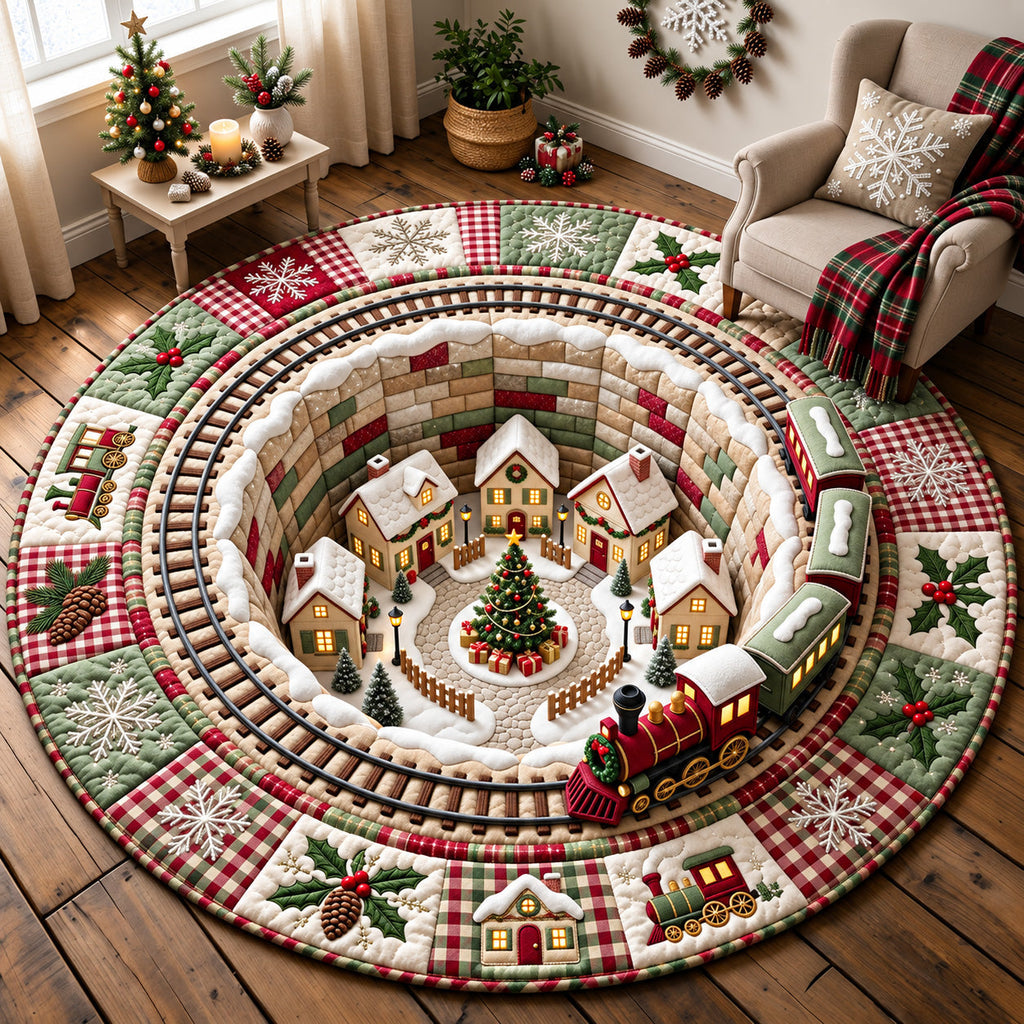 Train Vortex Round Mat Rug - Nature Design | Serene Home Decor - washable non-slip printed rug