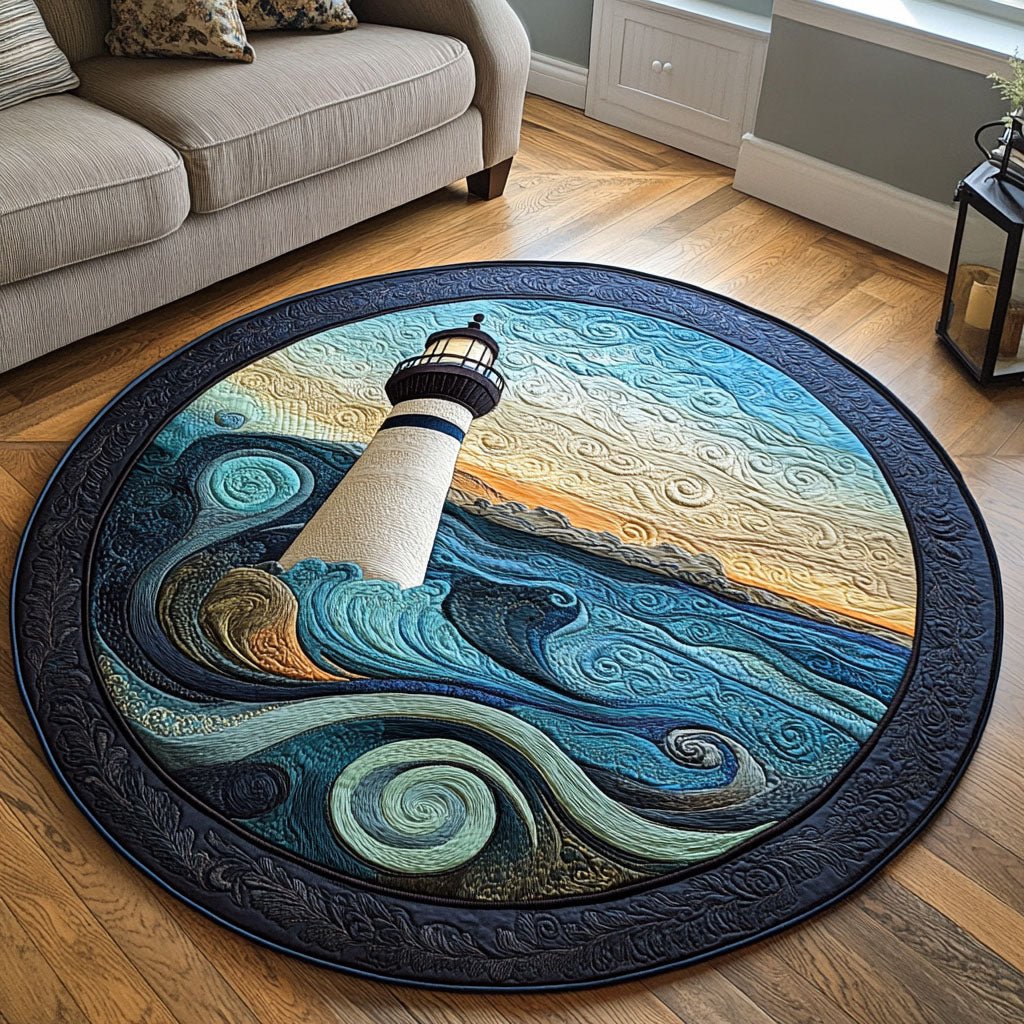 Tranquil Breeze Round Mat Rug - washable non-slip printed rug