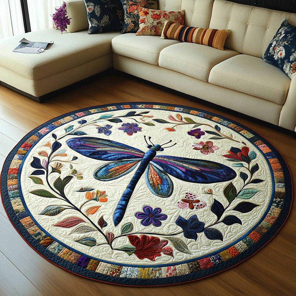 Tranquil Flight Round Mat Rug - washable non-slip printed rug