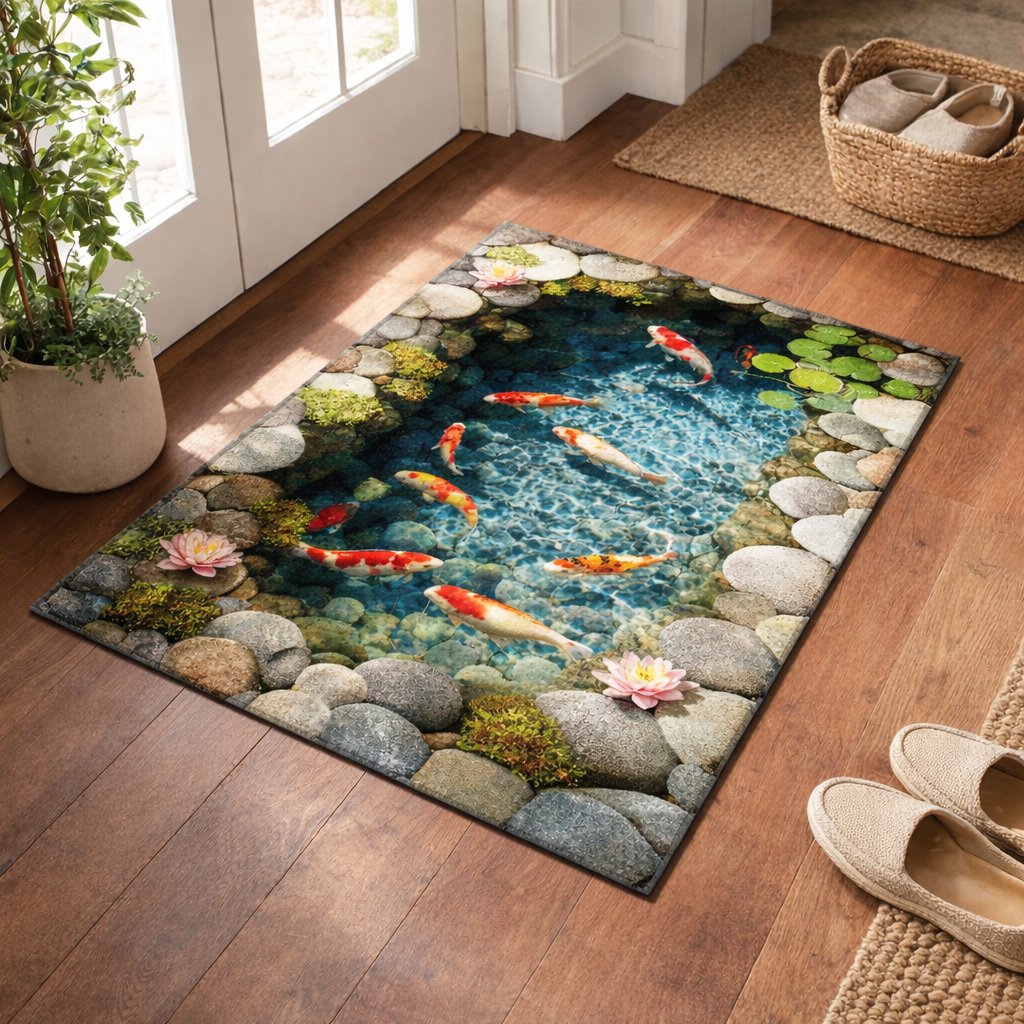 Tranquil Koi Garden Doormat - Nature Design | Printed Welcome Doormat