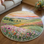 Tranquil Lands Round Mat Rug - washable non-slip printed rug