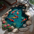 Tranquil Pool Custom Shape Area Rug - Nature Design | Die-Cut Non-Slip Rug - washable non-slip printed rug