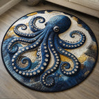 Tranquil Tentacles Round Mat Rug - washable non-slip printed rug