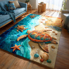 Tranquil Tide Path area rug in a living room