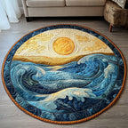 Tranquil Tides Round Mat Rug - washable non-slip printed rug