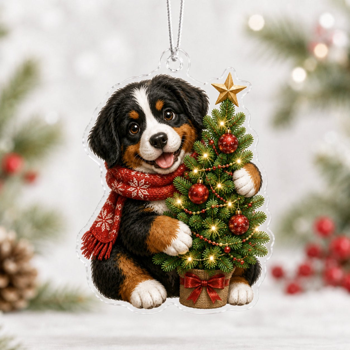 Tree Bernese Mountain Dog Christmas Ornament