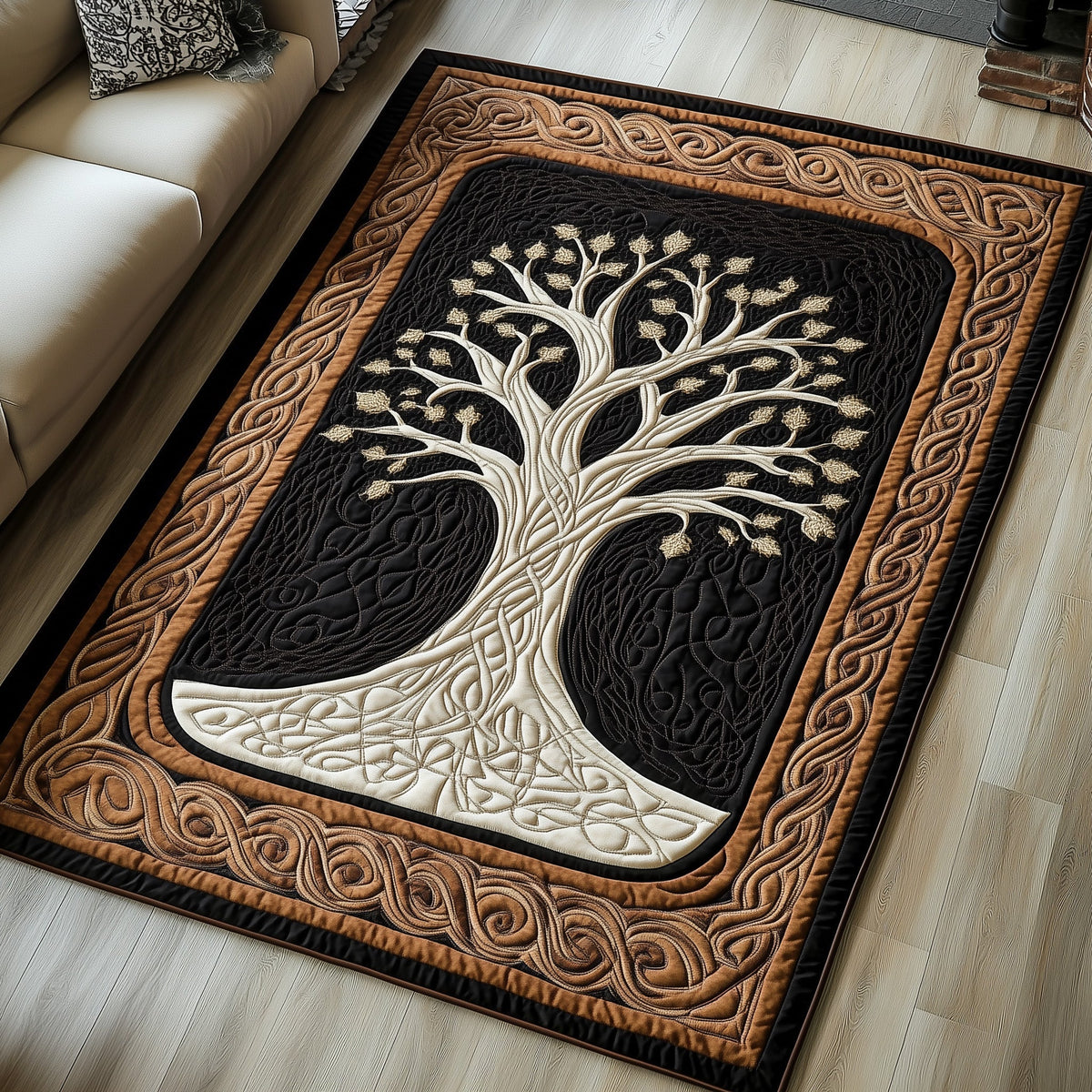 Tree Of Life area rug in a living room