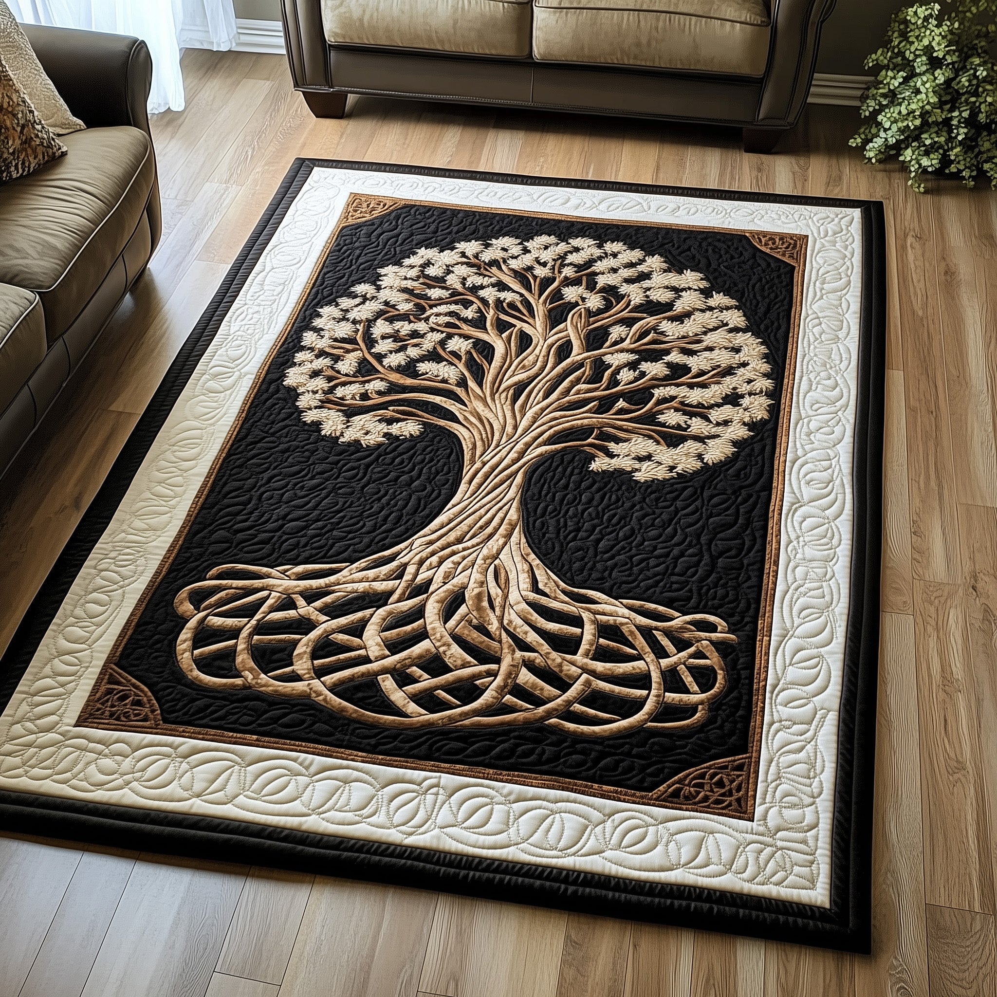 Tree Of Life area rug in a living room