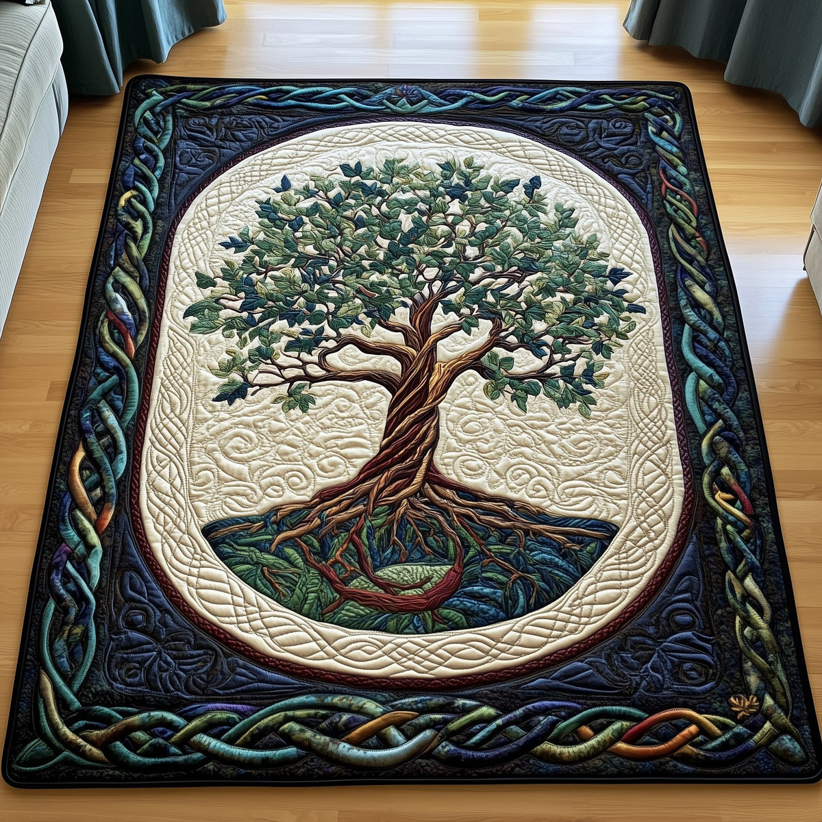 Tree Of Life area rug in a living room