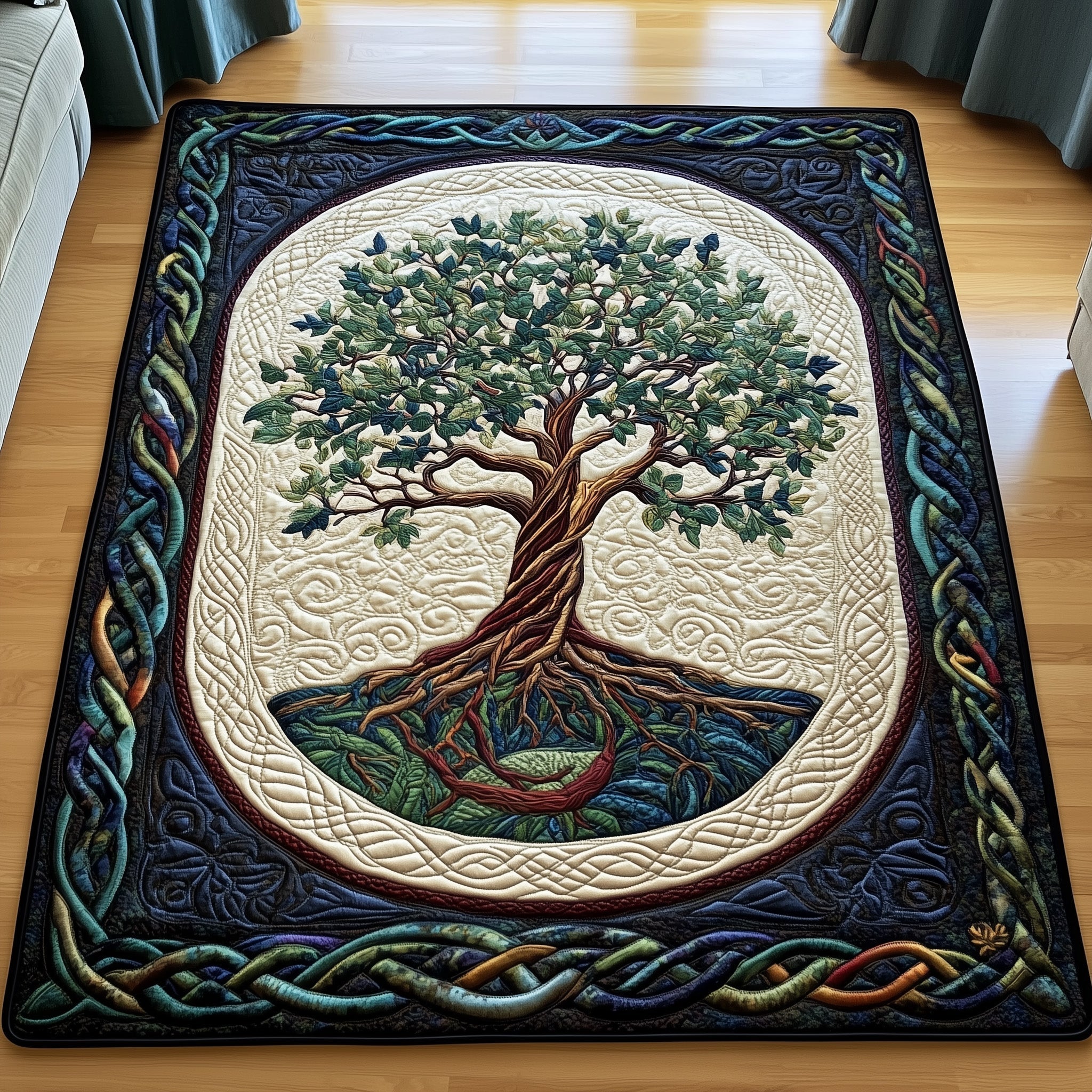 Tree Of Life area rug in a living room