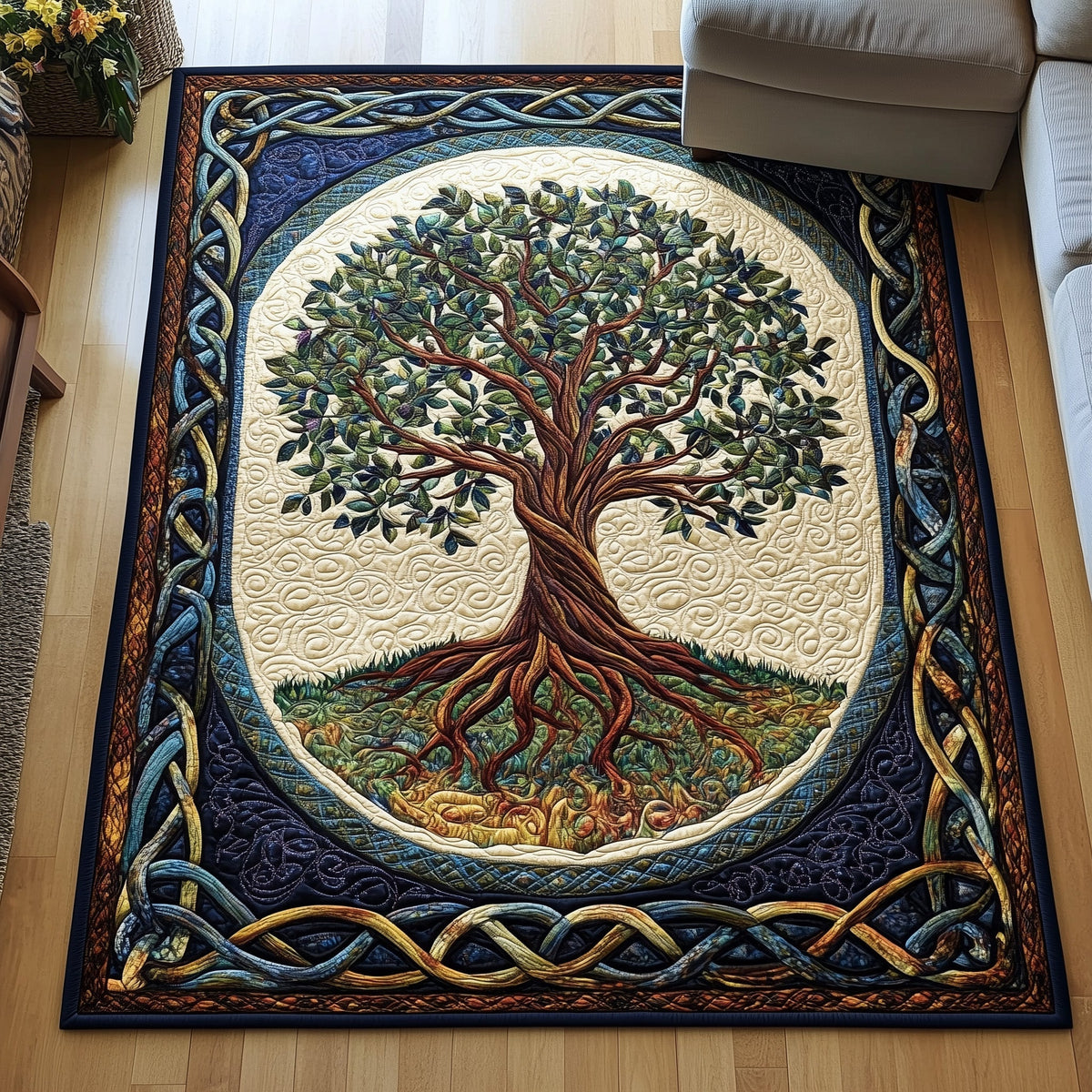 Tree Of Life area rug in a living room