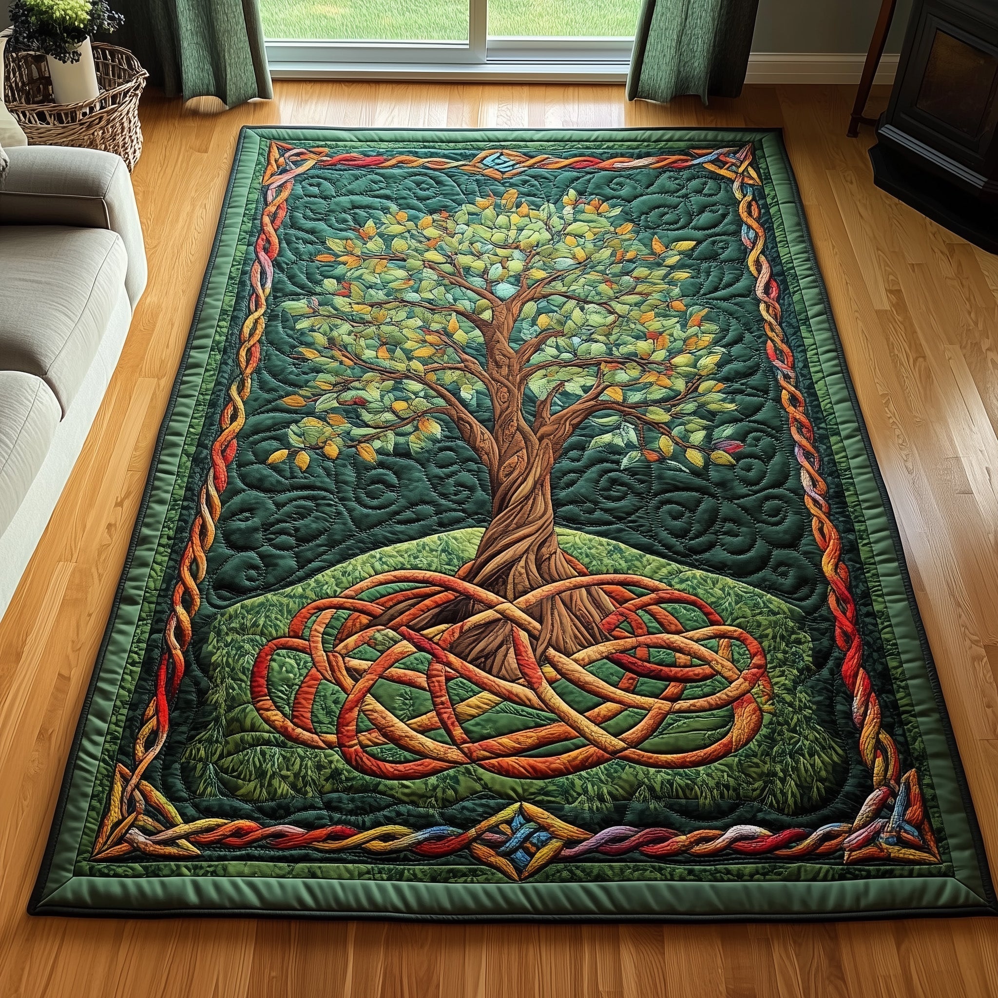 Tree Of Life area rug in a living room
