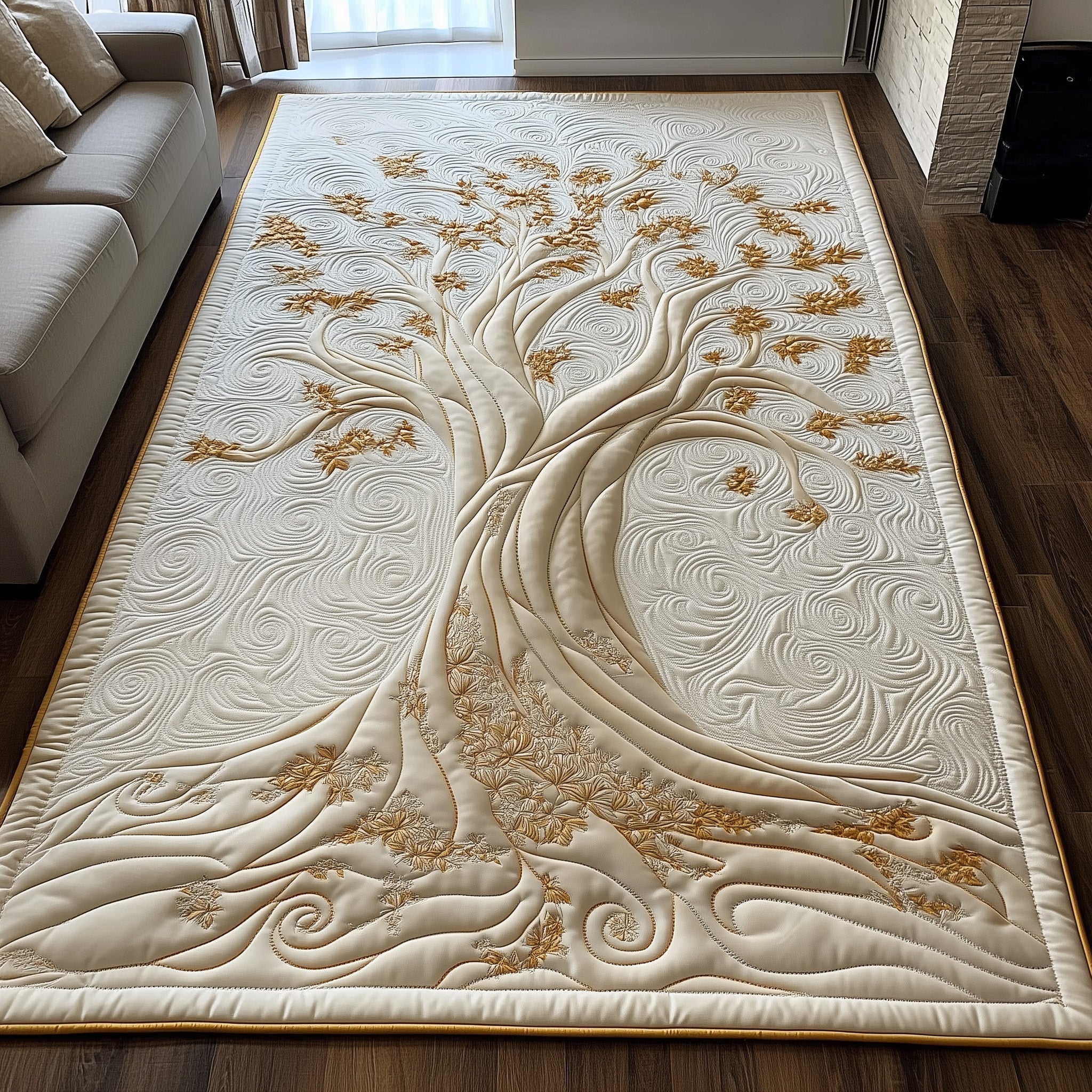Tree Of Life area rug in a living room