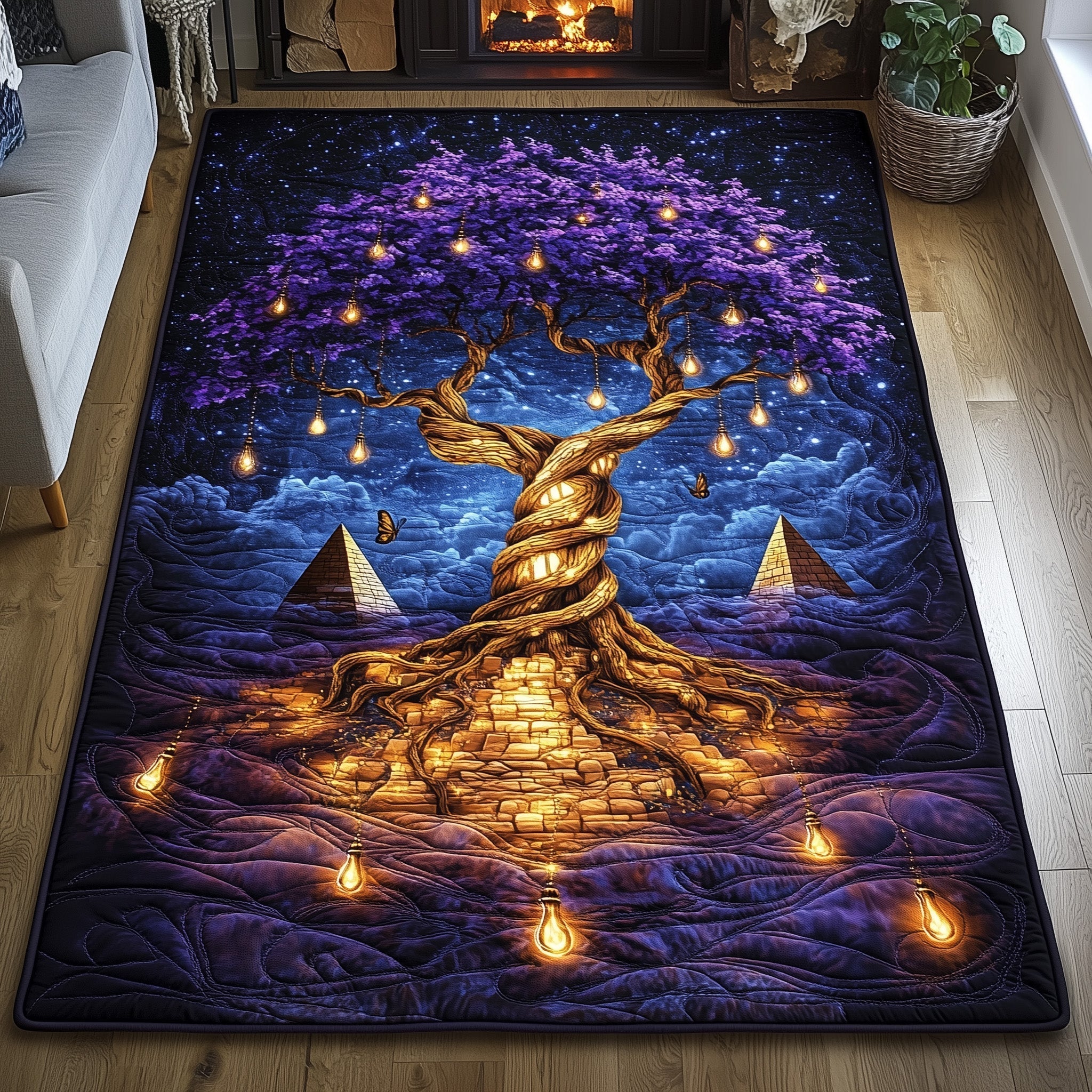 Tree Of Life area rug in a living room