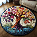 Tree of Light Round Mat Rug - washable non-slip printed rug