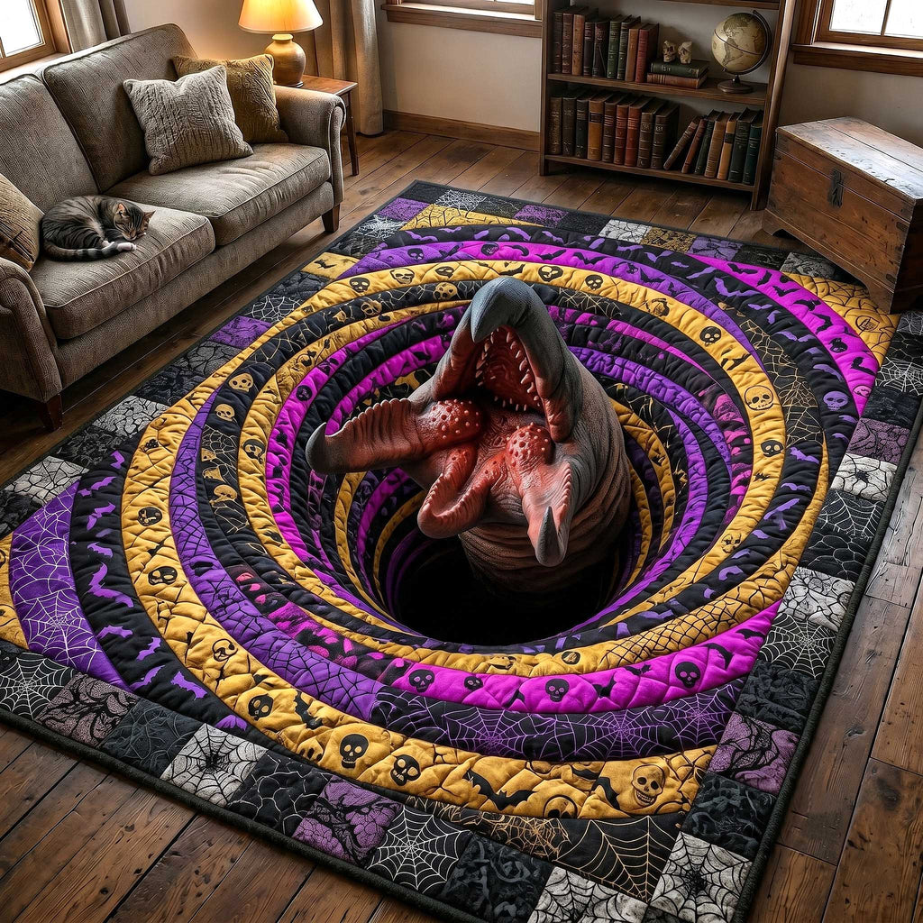 Tremors Graboid area rug in a living room