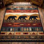 Tribal Bear area rug in a living room