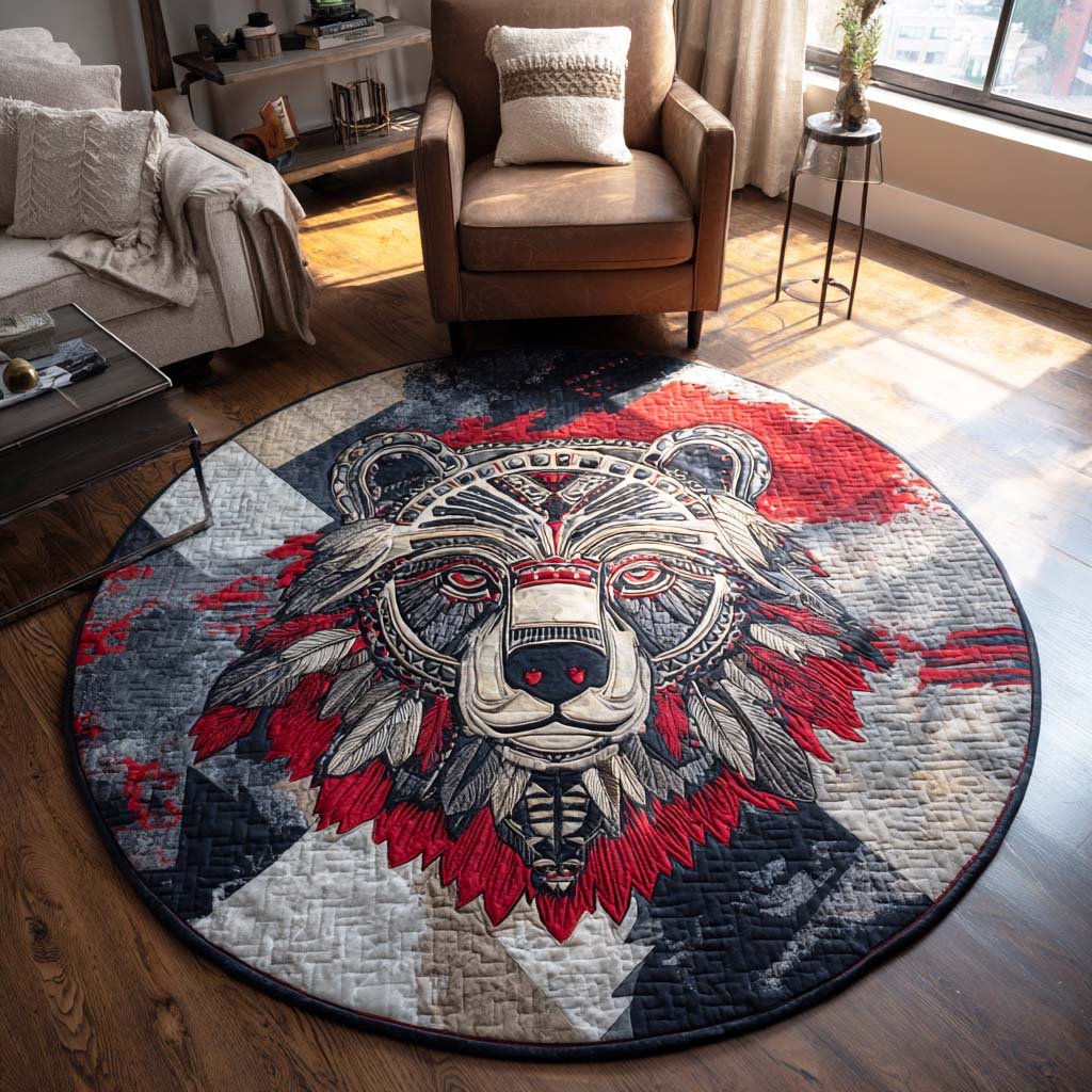 Tribal Claw Round Mat Rug - washable non-slip printed rug