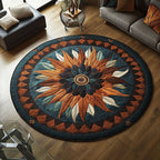 Tribal Echoes Round Mat Rug - washable non-slip printed rug