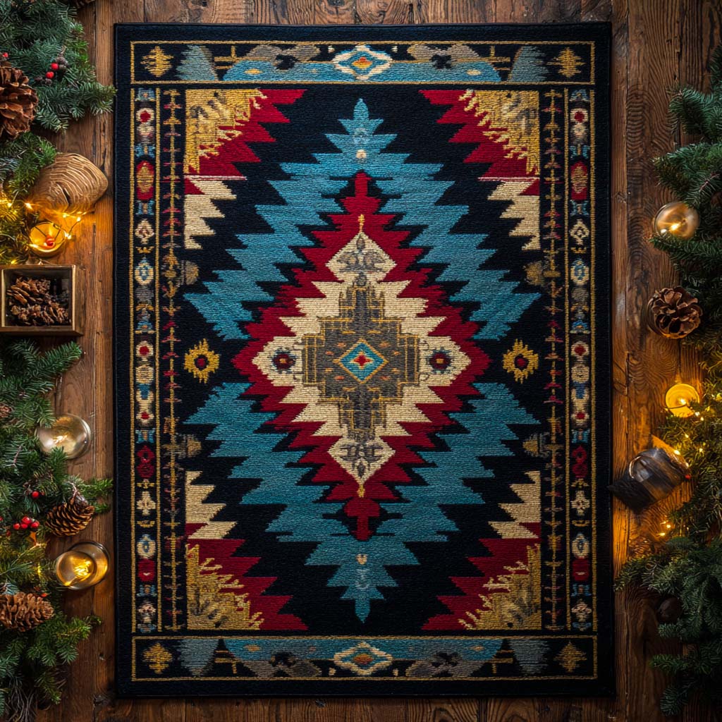 Tribal Ember Diamond area rug in a living room