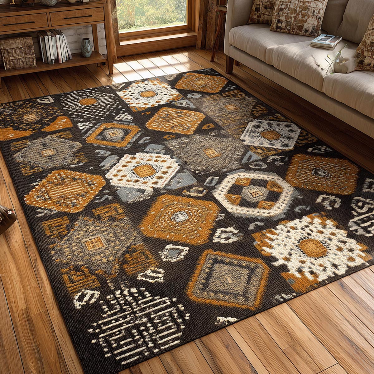 Tribal Essence area rug in a living room