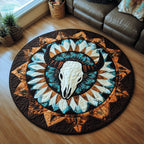 Tribal Grace Round Mat Rug - washable non-slip printed rug