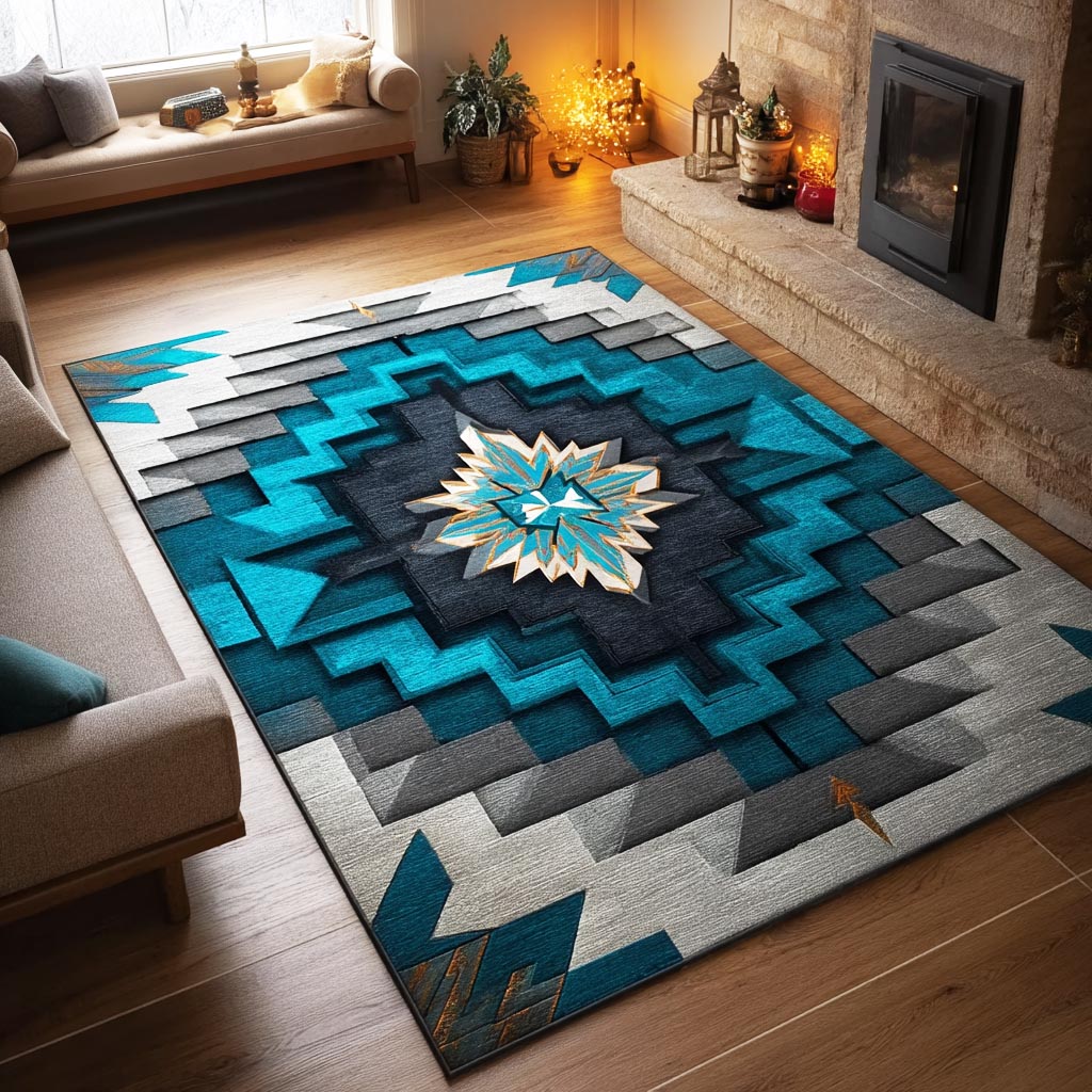 Tribal Harmony area rug in a living room