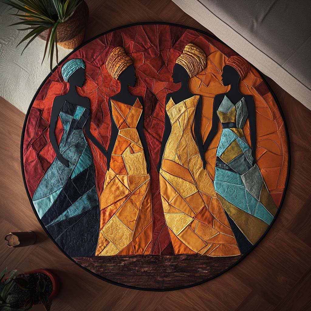 Tribal Harmony Round Mat Rug - washable non-slip printed rug