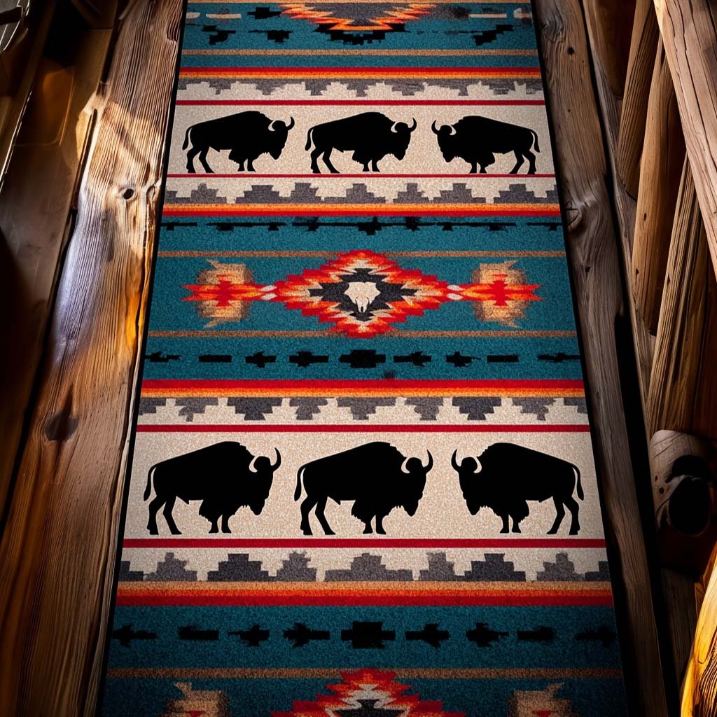 Tribal Herd Runner Carpet Runner Rug - Cute Pet Design | Animal Printed Runner Rug