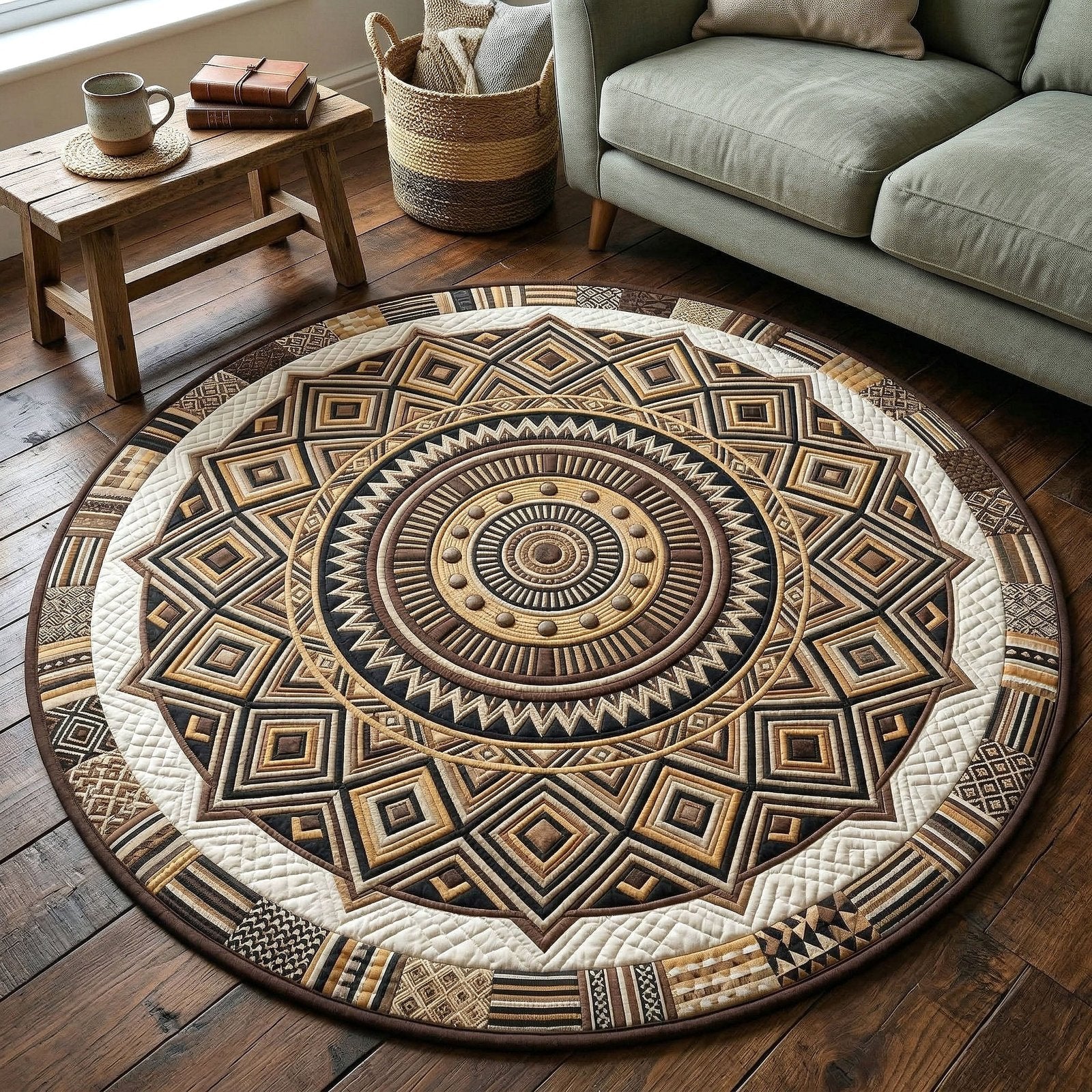 Tribal Heritage Round Mat Rug - Nature Design | Serene Home Decor