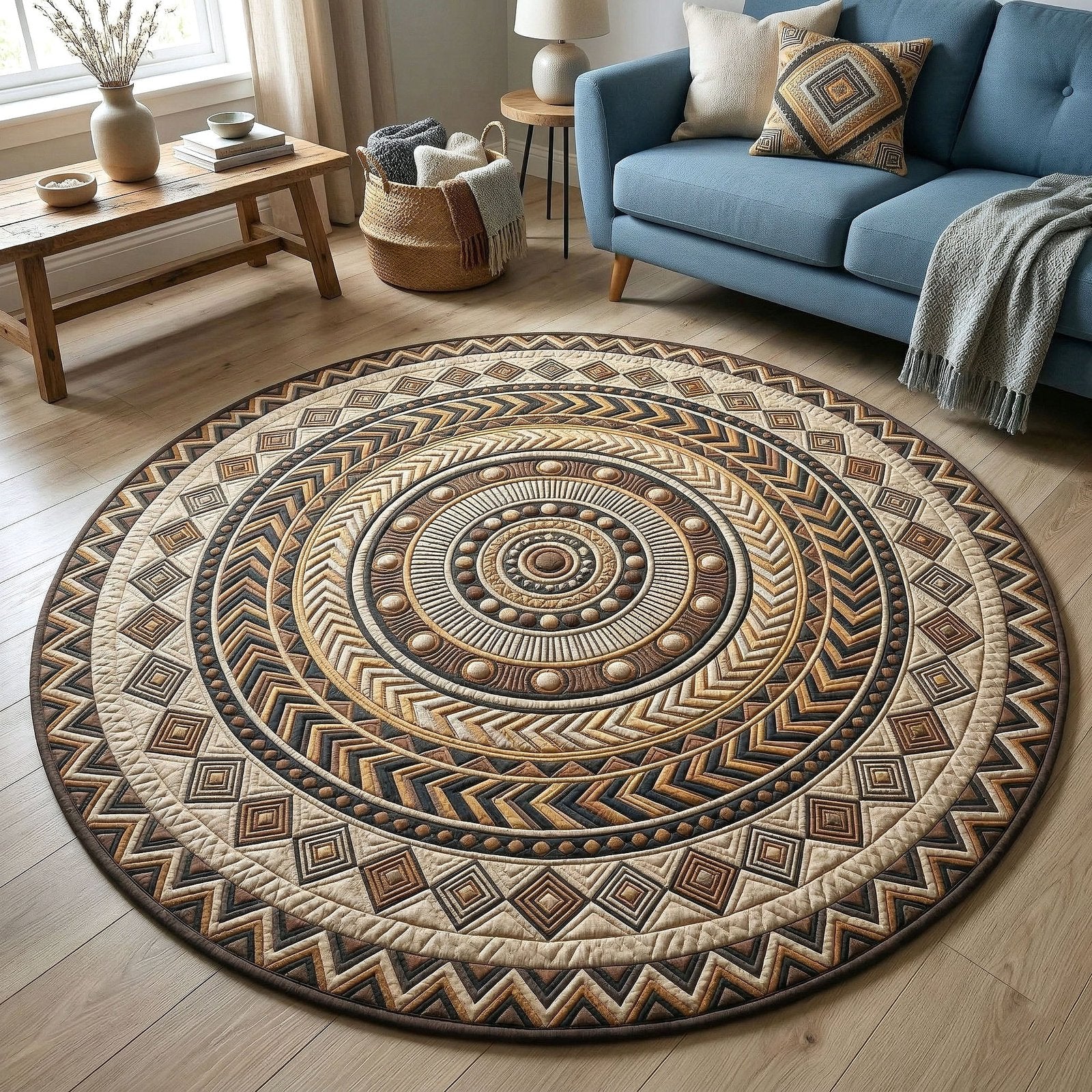 Tribal Heritage Round Mat Rug - Nature Design | Serene Home Decor
