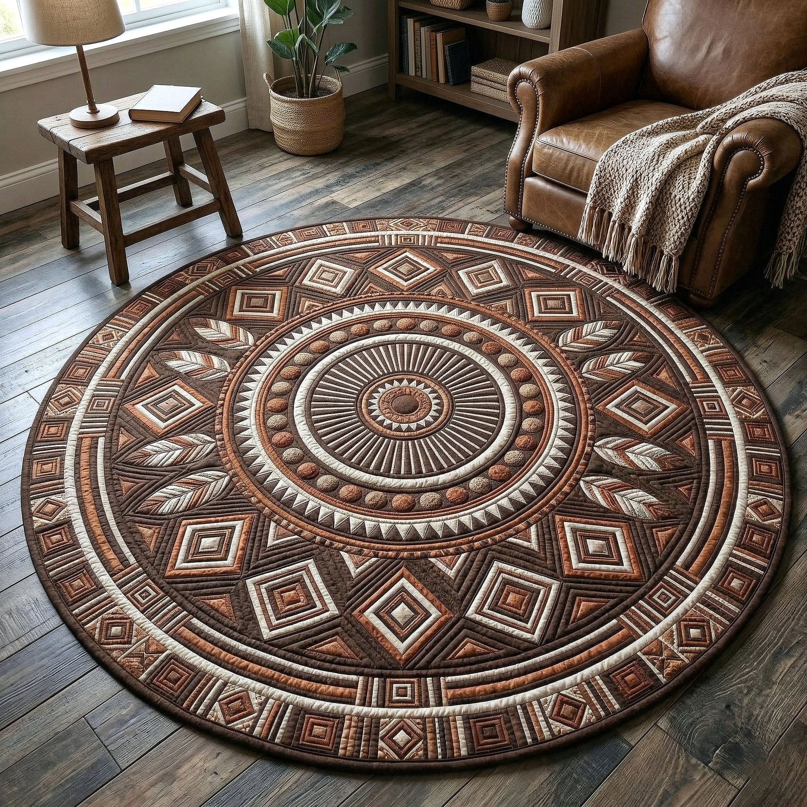 Tribal Heritage Round Mat Rug - Nature Design | Serene Home Decor