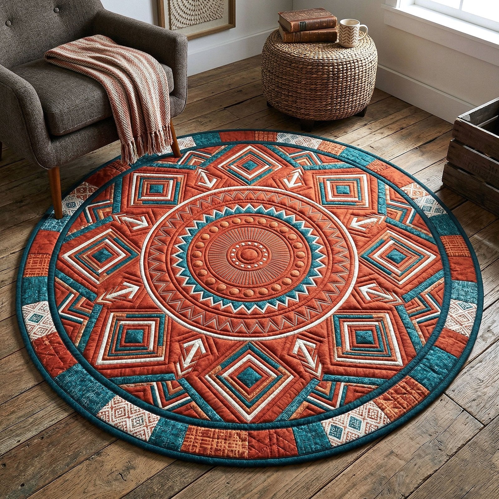 Tribal Heritage Round Mat Rug - Nature Design | Serene Home Decor