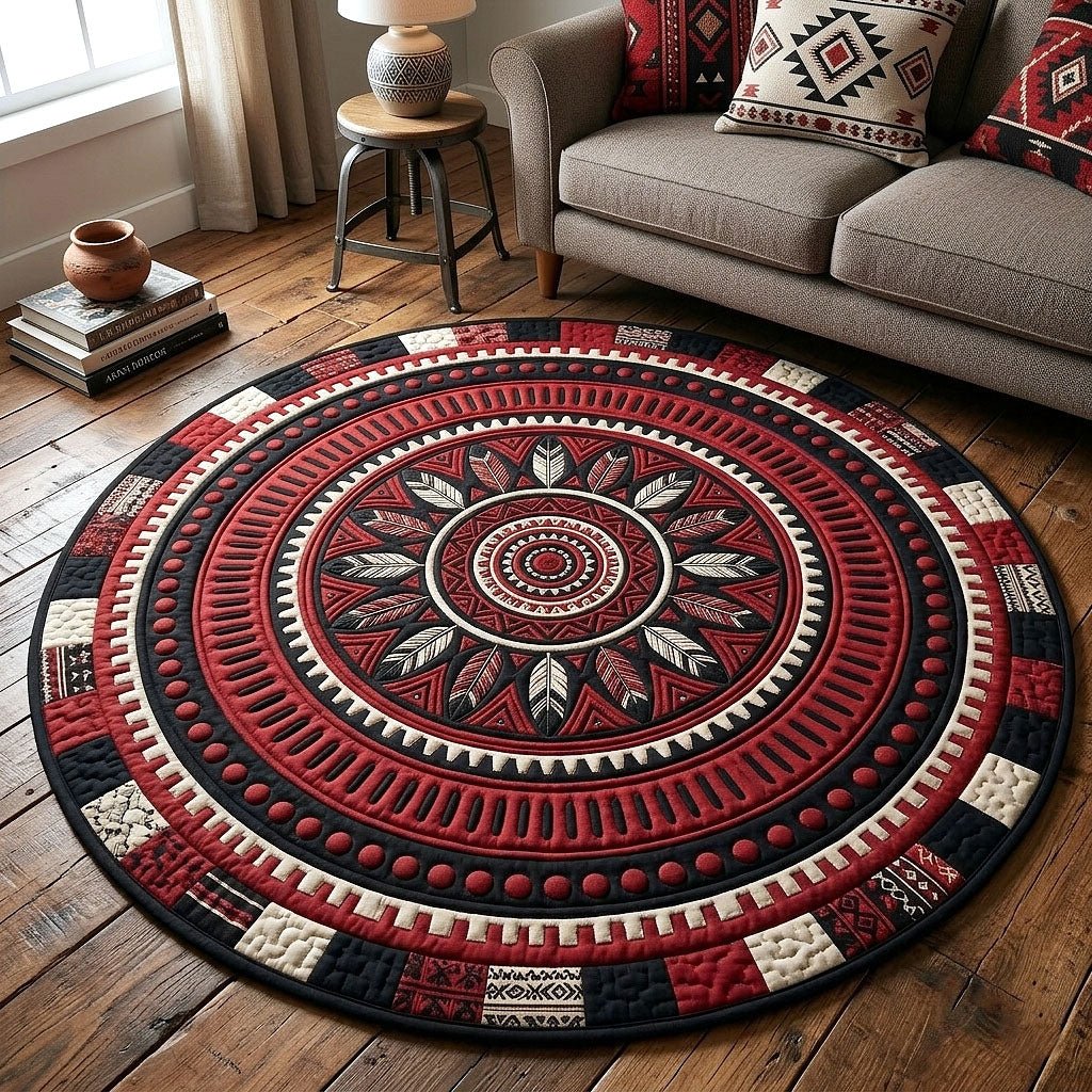 Tribal Heritage Round Mat Rug - Nature Design | Serene Home Decor