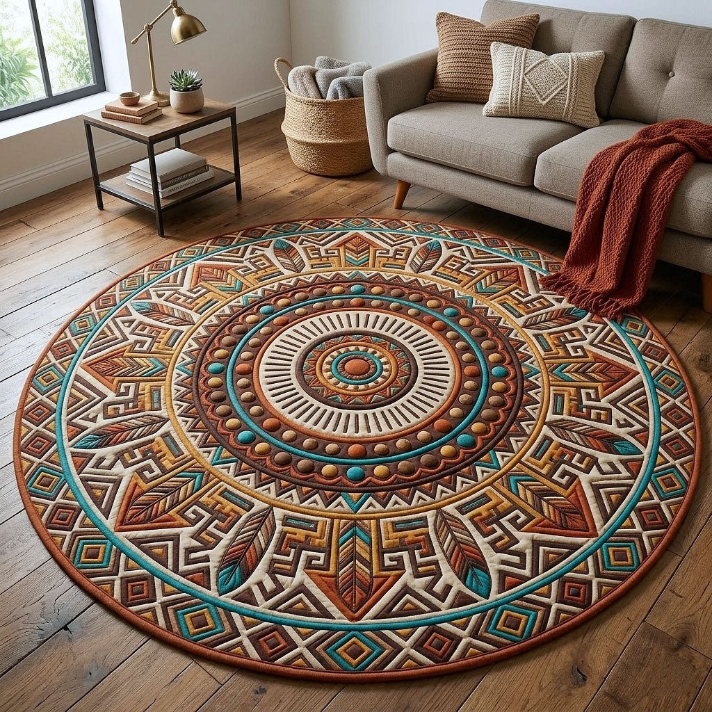 Tribal Heritage Round Mat Rug - Nature Design | Serene Home Decor