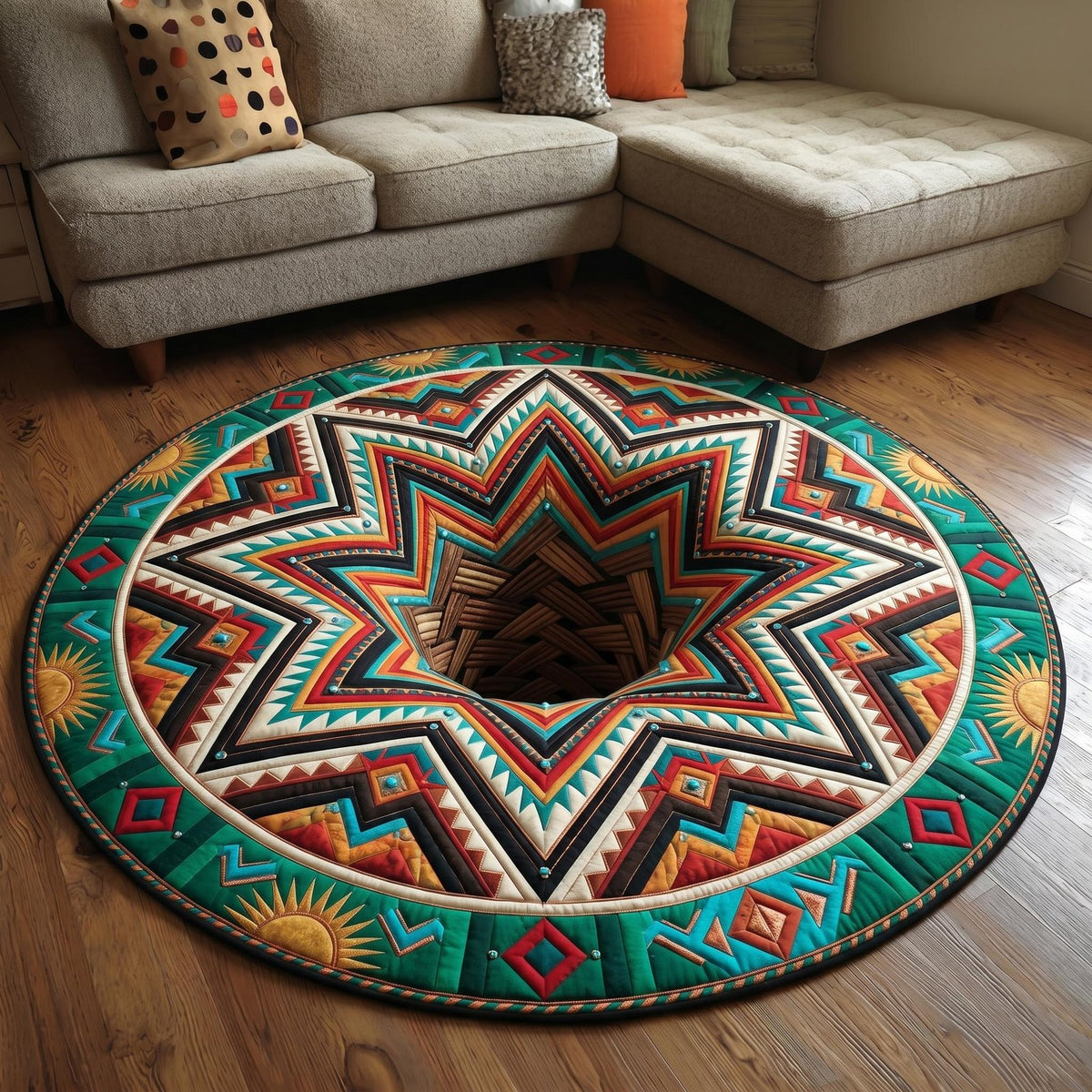 Tribal Legacy Round Mat Rug - washable non-slip printed rug