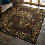 Tribal Mask Map area rug in a living room