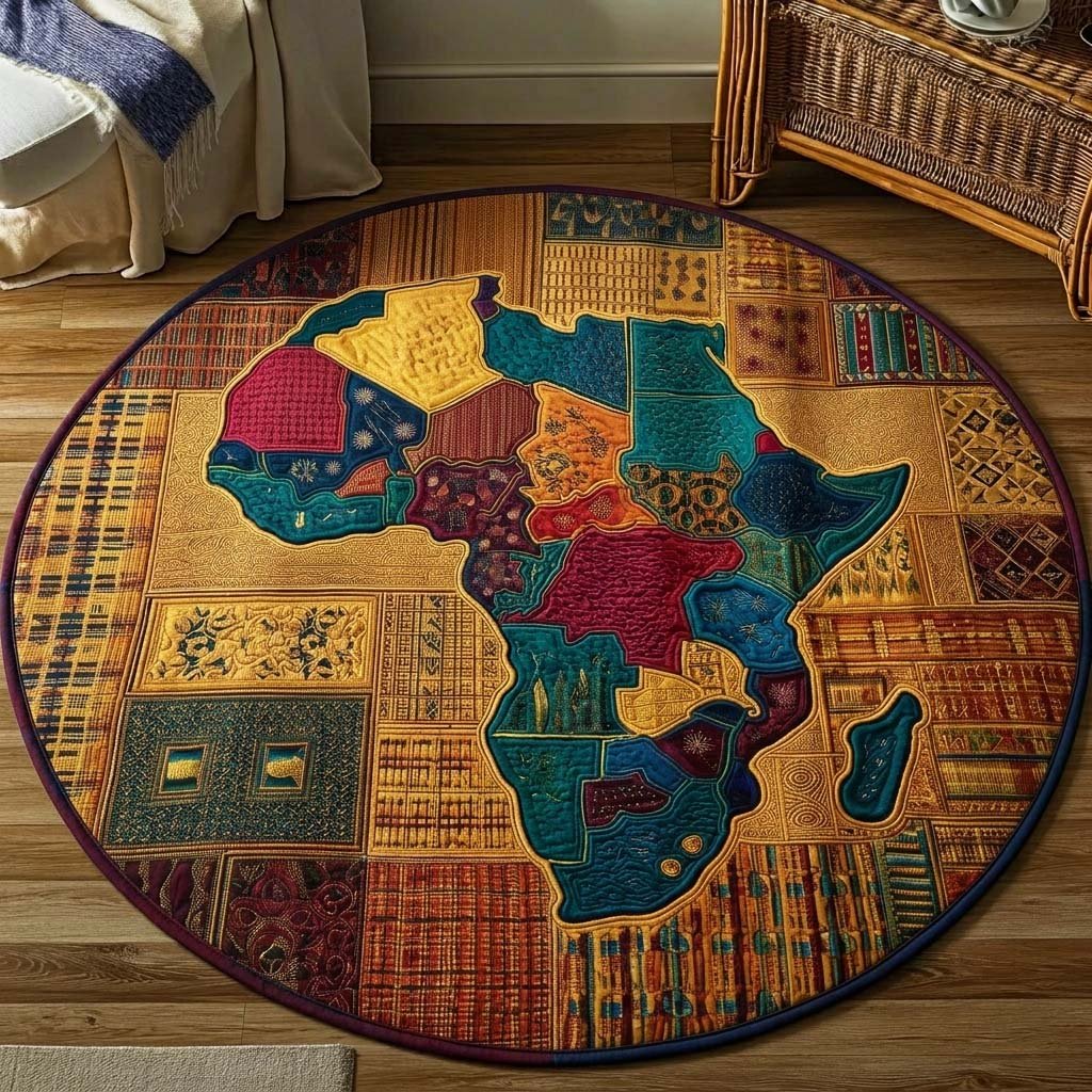 Tribal Mosaic Round Mat Rug - washable non-slip printed rug