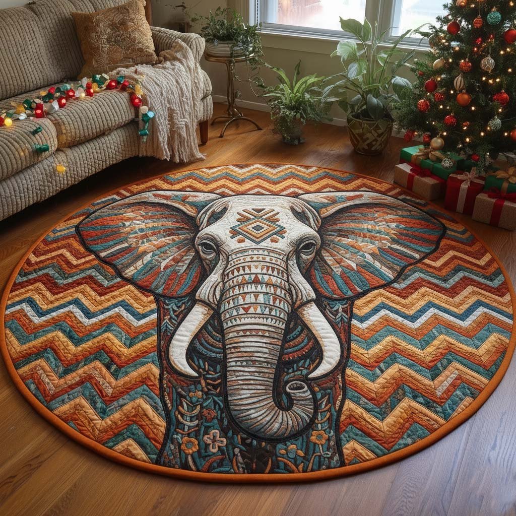 Tribal Spirit Round Mat Rug - washable non-slip printed rug