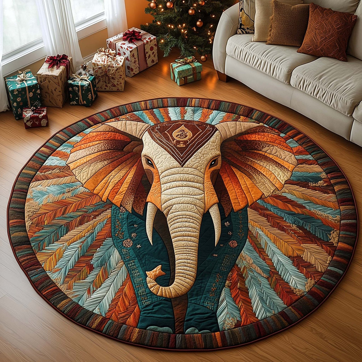 Tribal Spirit (Design 2) Round Mat Rug - washable non-slip printed rug