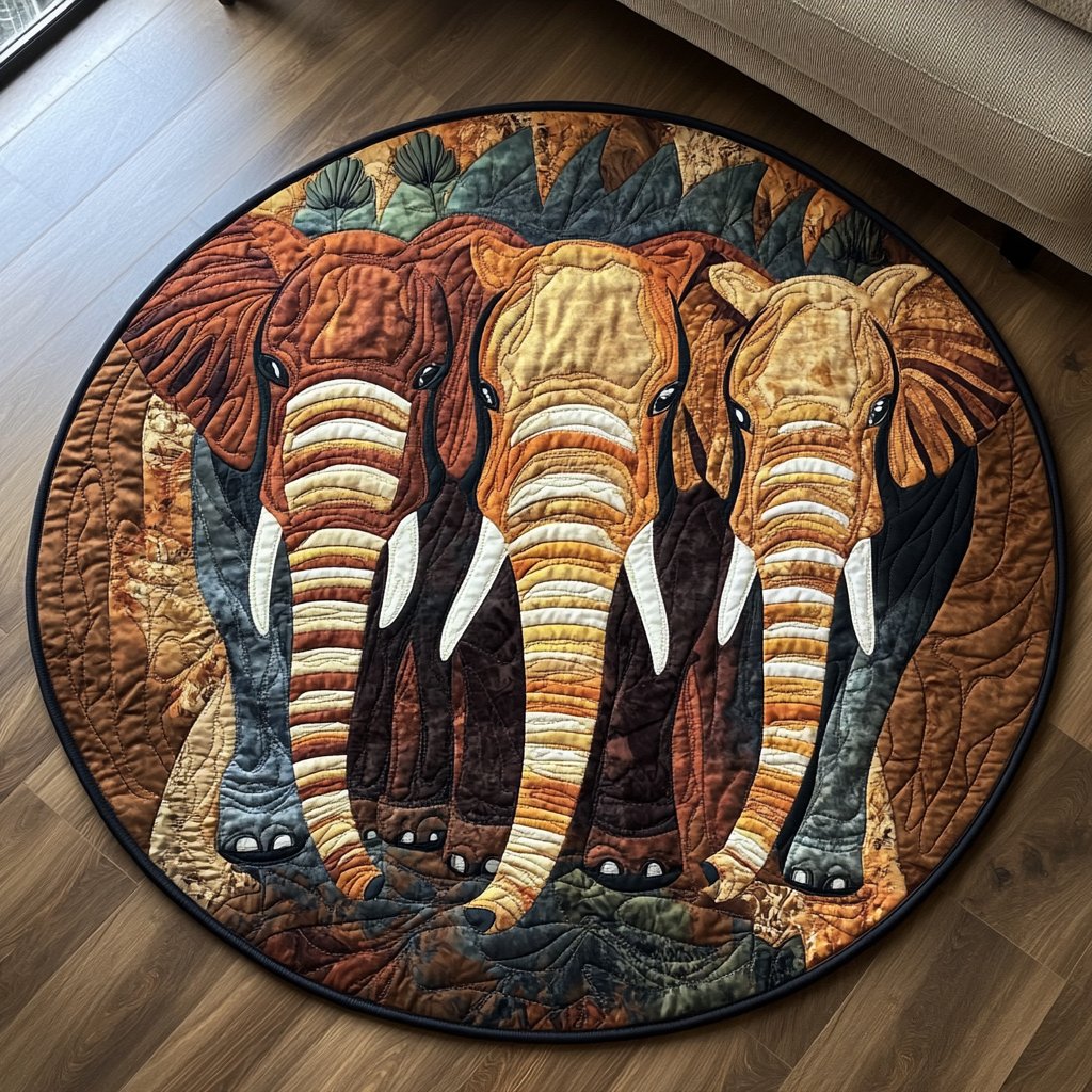 Tribal Stomp Round Mat Rug - washable non-slip printed rug