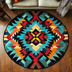 Tribal Sun Dance Round Mat Rug - washable non-slip printed rug
