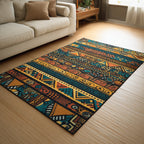 Tribal Tracks area rug in a living room